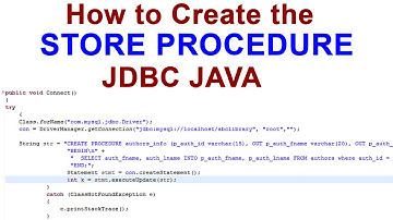 How to Create the STORE PROCEDURE JDBC JAVA