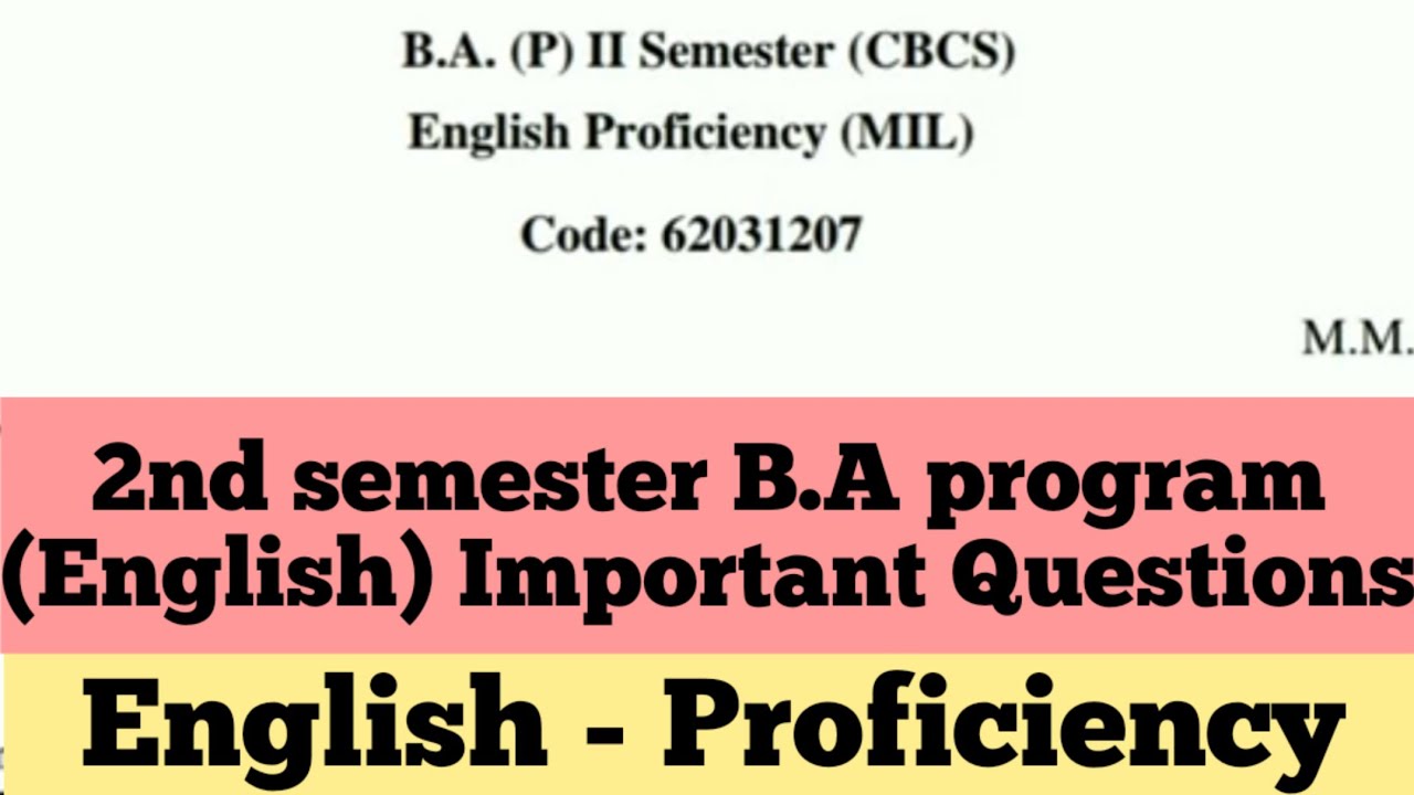 sol du B.A programme English Proficiency Important questions 2nd semester 2021