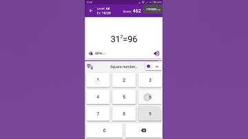 Math Tricks - Training mode - square numbers between 30 and 39 - level 068 (Number Keyboard)