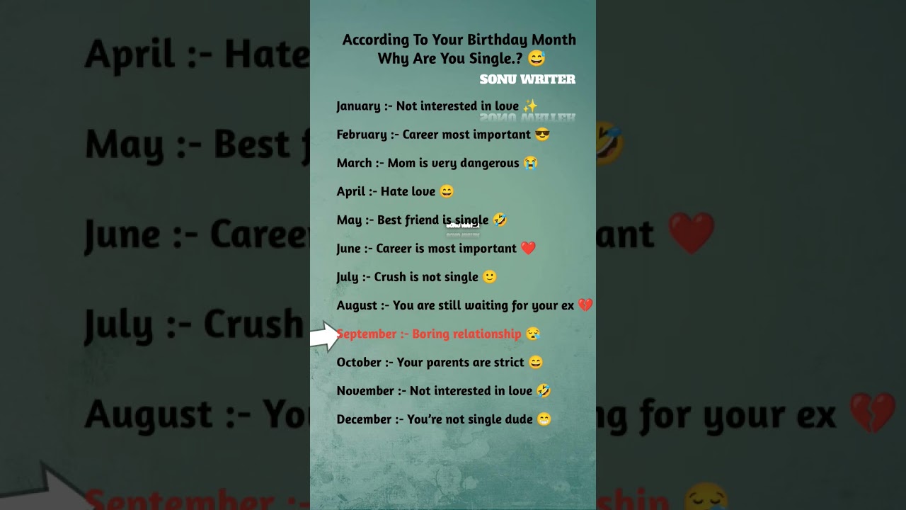 Why Are You Still Single? 😅 (By Birth Month) 🤭😂