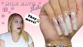 Milk Bath  Nails 🌸 Aquarium / Snowglobe Nails 🌸 Builder Gel Nails Tutorial