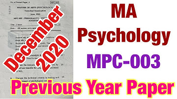 MA Psychology question paper 2022 |MPC-002 question paper #mapsychology #ignou #ignou_question_paper