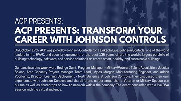 ACP Presents: Transform Your Career with Johnson Controls