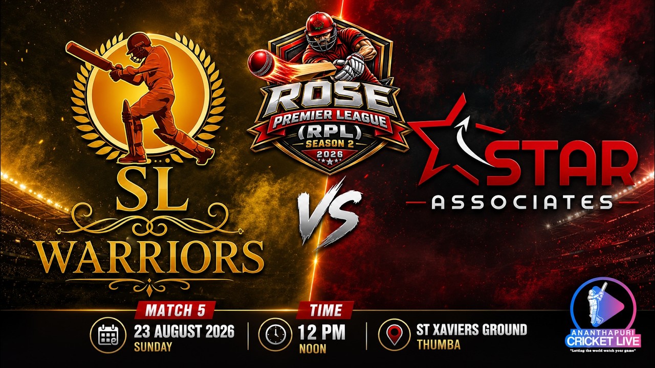 Match 5 | SL Warriors Vs Star Associates | RPL Season 2 | St Xaviers Ground, Thumba | 23 Aug 2026