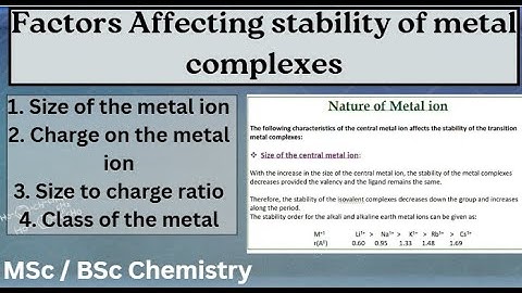 Factors Affecting Stability of Metal Complexes | Nature of Metal Ion Explained| @chemlogics