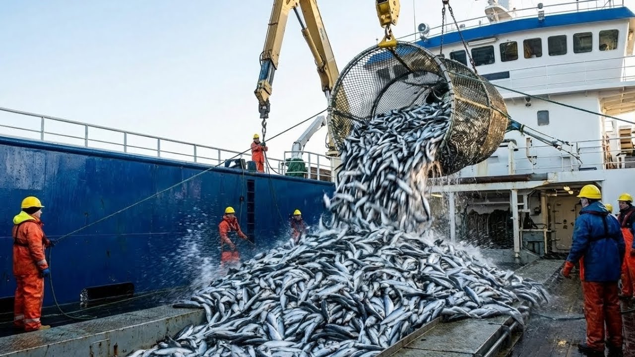 ~100,000 Tons of Mackerel! Giant Net Haul on a European Trawler