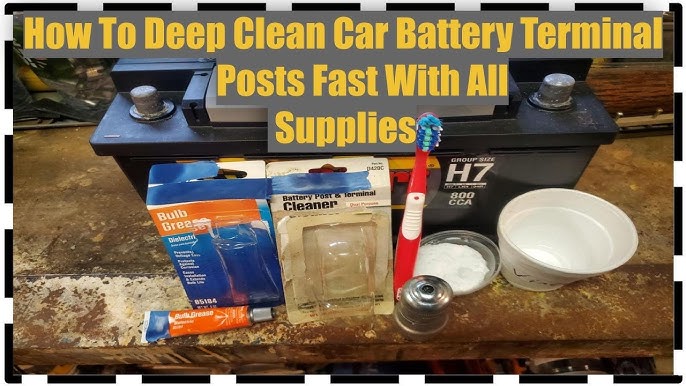 car battery tools wrench wire brush baking soda dielectric grease