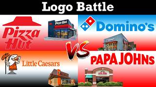 Pizza Hut VS Domino's VS Little Caesars VS Papa Johns - Logo Battle