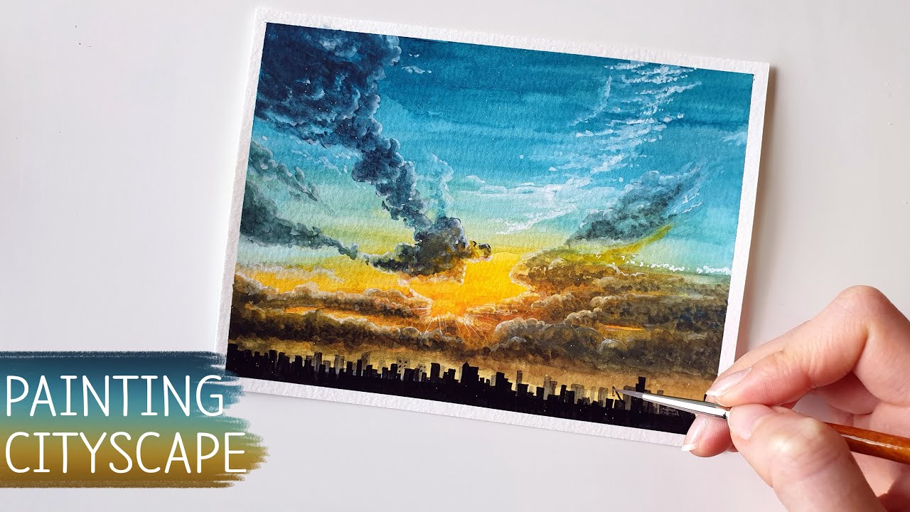 Easy Watercolor Painting / Cityscape Painting / City View / #46