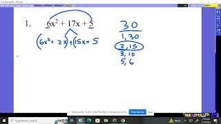 Algebra 2 Chapter 6 Practice Test #1