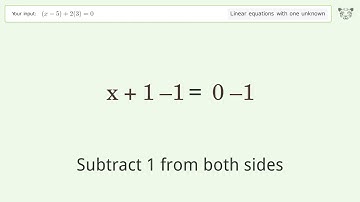 Solve (x-5)+2(3)=0: Linear Equation Video Solution | Tiger Algebra