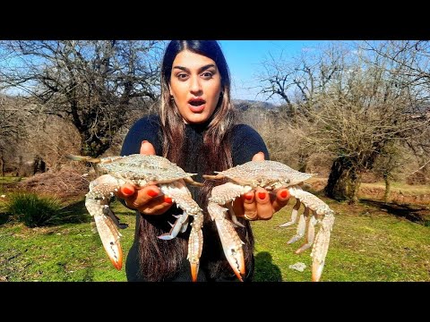 Big crab cooking in forest | Cooking Land Crabs on Rock - Cook Crab ...