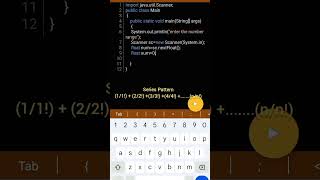 #Java program (1/1!)+(2/2!)+(3/3!)+(4/4!)+(5/5!).....+(n/n!) #youtubeshorts  #shorts