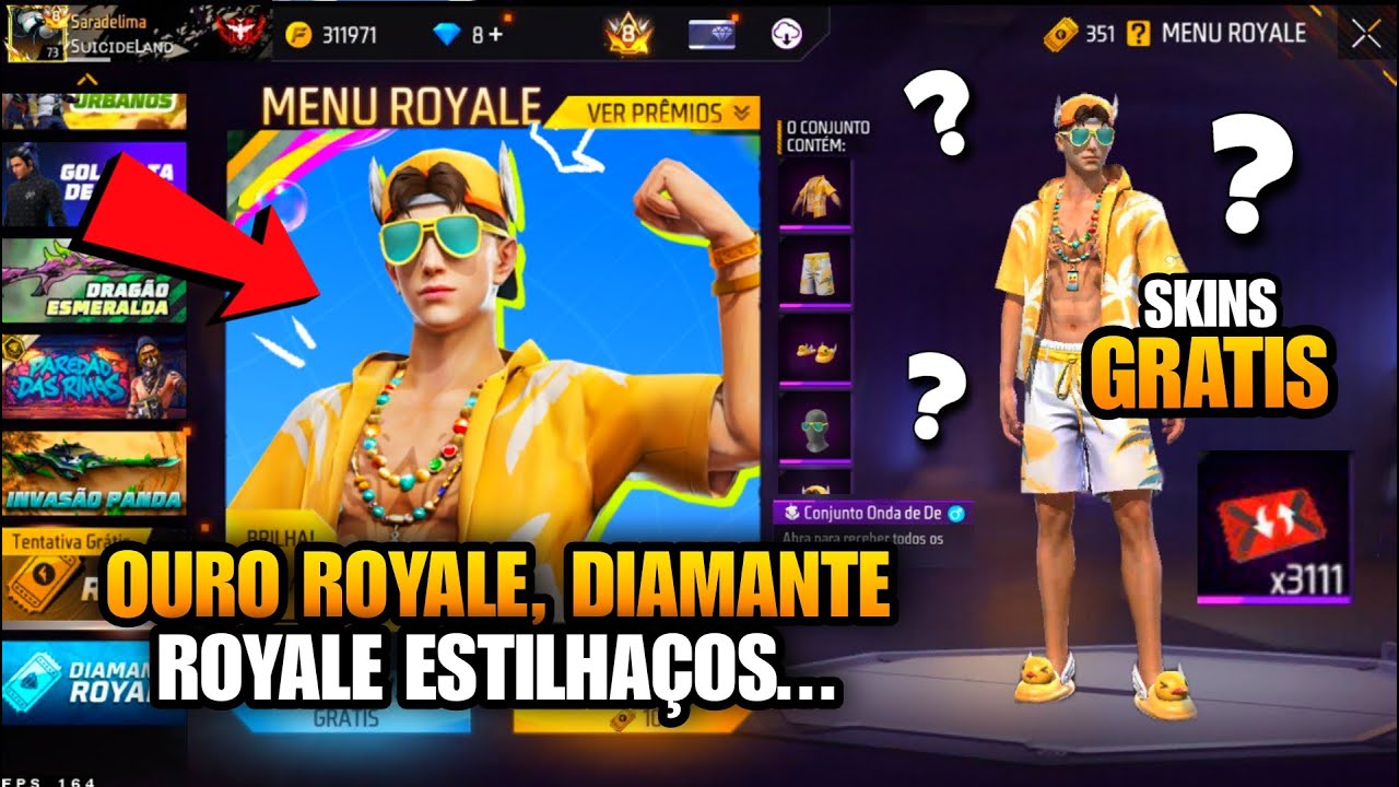 CORRE! NOVO OURO ROYALE, DIAMANTE ROYALE E ESTILHAÇOS EVENTO ARENA DE FOGO E MAIS NOVIDADES FREE FRE
