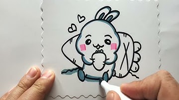 Vẽ và tô màu con thỏ ôm củ cà rốt || How to draw and color a rabbit holding a carrot