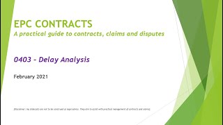 EPC Contracts - 0403 - Delay Analysis