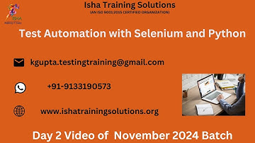 Selenium and Python Day 2 Video On 21st Nov 2024 Call or WhatsApp us on +91-9133190573 to Enroll.
