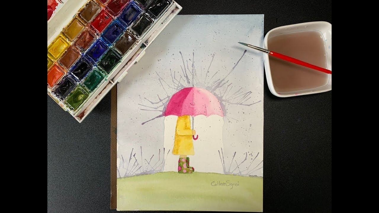 April Showers Watercolor Lesson YouTube