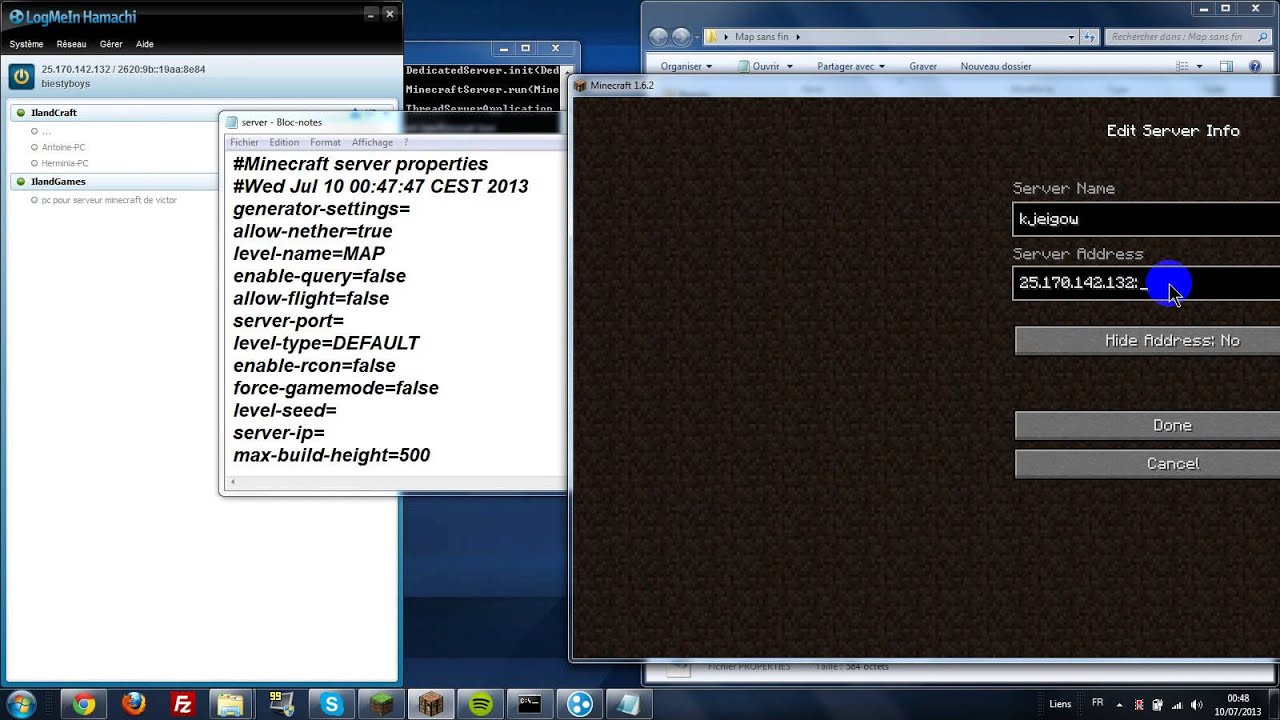 comment changer sa version de serveur minecraft cracké (hamachie) - YouTube