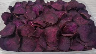 HOW TO MAKE SUPER CRISPY, NON-GREASY PURPLE SWEET POTATO CHIPS!