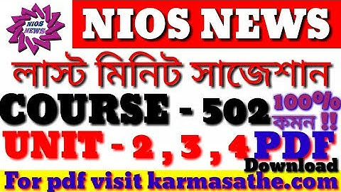 NIOS Dled Suggession Course 502 Unit - 2 , 3 , 4