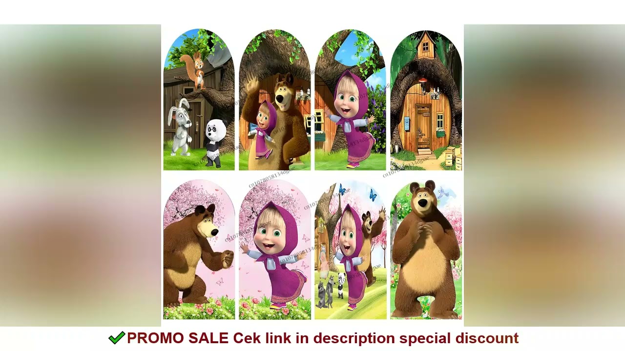 Girl and Bear Backdrop Arch Cover Decoration Baby Girl Birthday Party Background Princess Red Cap Bl