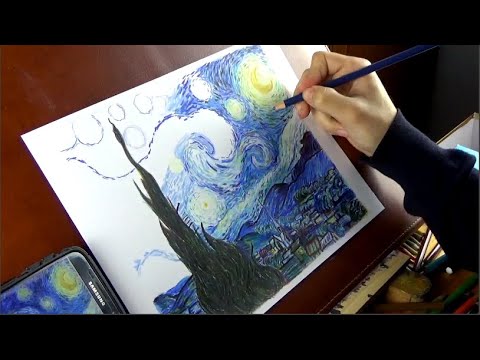 VAN GOGH, THE STARRY NIGHT (Author Copy) -Pencil Drawing Time Lapse ...