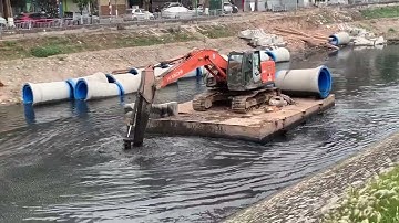 Nạo vét bùn sông bằng máy xúc - công nghệ siêu đỉnh
