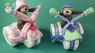 Pampers Baby Shower DIY Ideas: Motorcycle Diaper Cake with Pampers Newborn