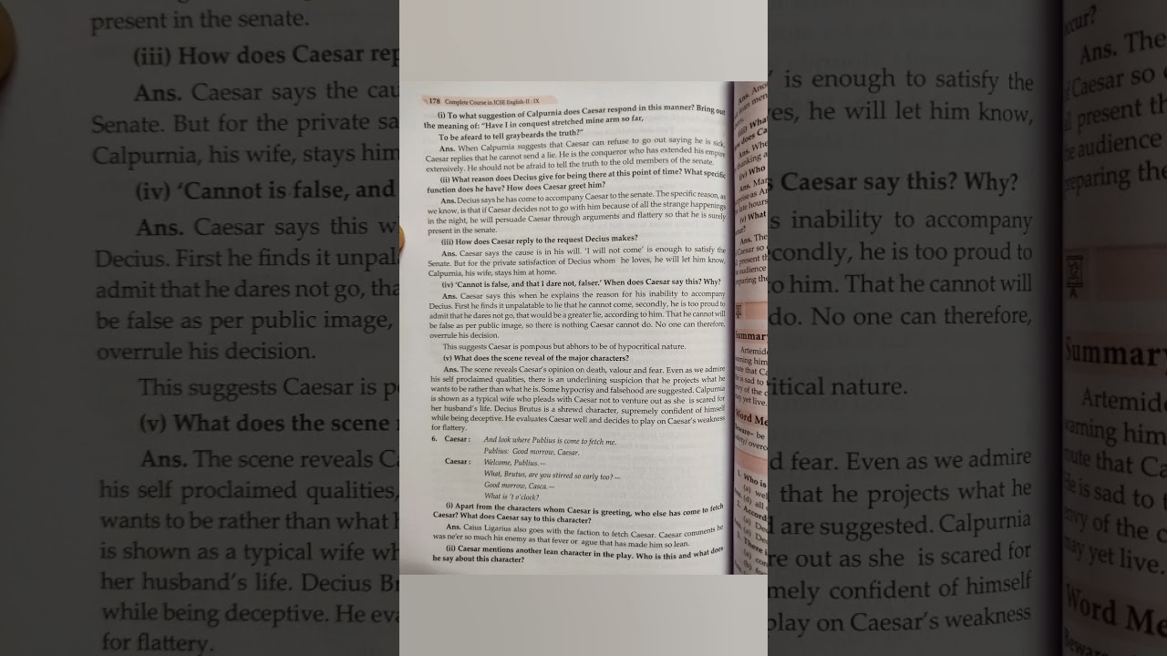 Julias Caesar Act 2, Scene 2 Question and Answer 