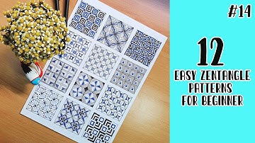 12 Easy Zentangle Patterns for Beginners ||12 Easy Doodle Patterns #14
