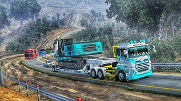 BAWA EXCAVATOR LEWAT JALUR EXTREME GUNUNG BROMO!!! MOD MAP BUSSID TERBARU