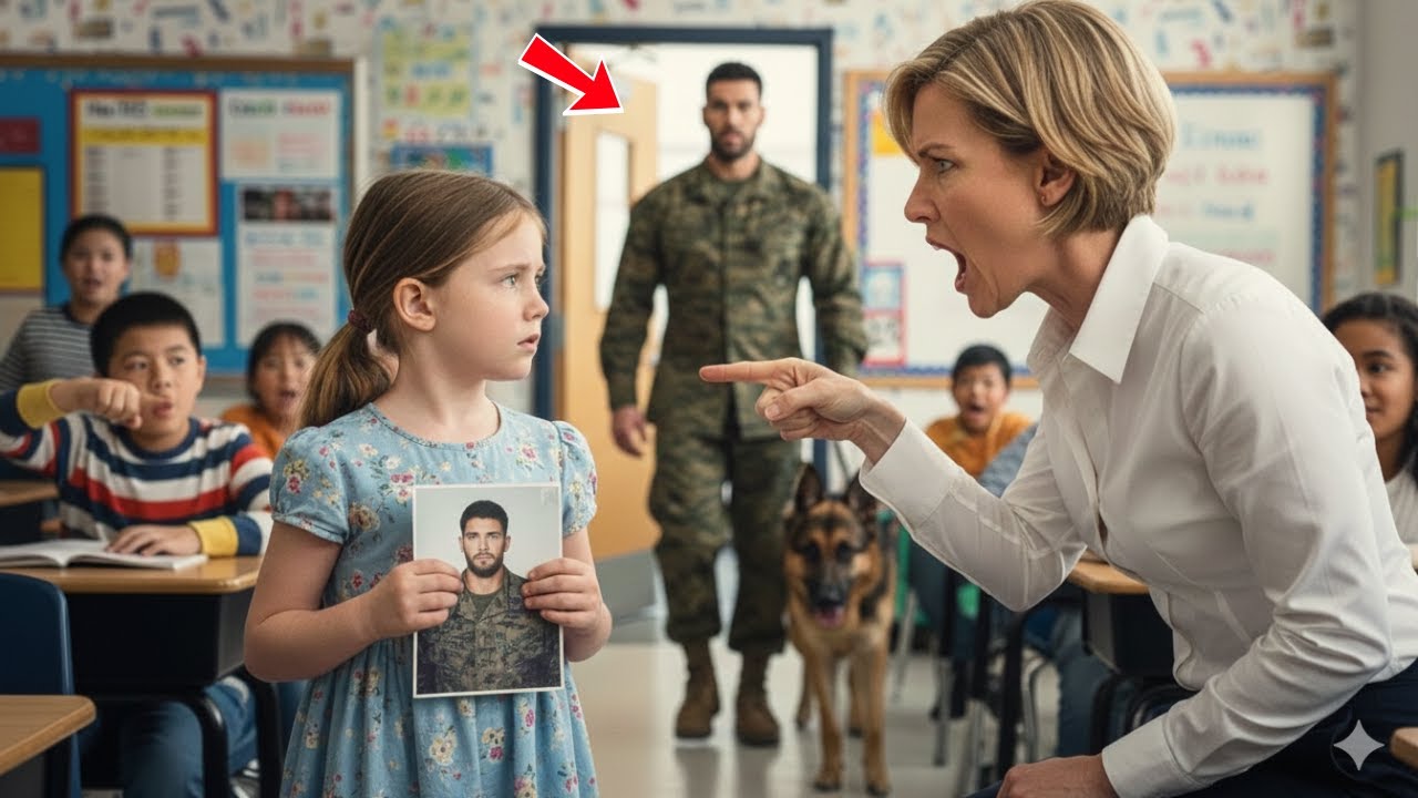 Lehrerin verspottet Mädchen: „Dein Vater ist nur ein Marine“ — Sie erstarrt, als er mit...