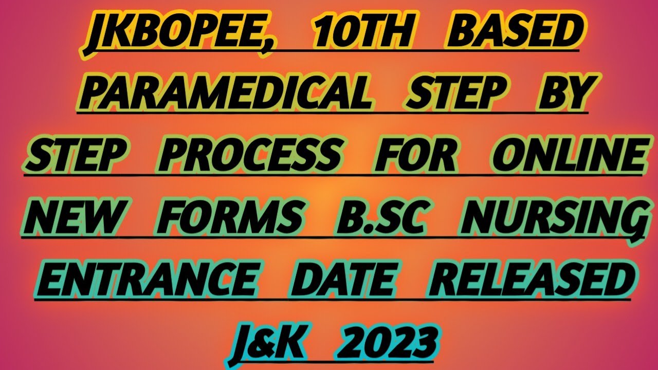 JKBOPEE 10TH BASED PARAMEDICAL, FMPHW STEP BY STEP FORM FILLING PROCESS 2023  TOTAL COLLEGES FEES J&K - YouTube