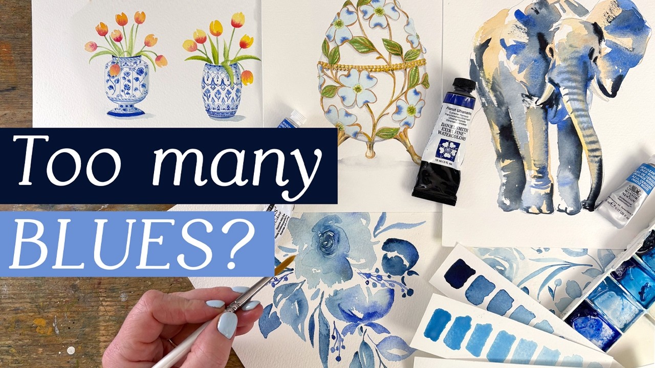 Четыре оттенка синего в моей палитре акварельных красок — но нужны ли они мне все?