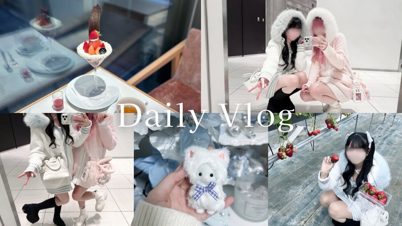 vlog┊︎念願のいちご狩り🍓ホビ活.シルバニア.パフェ.キャラ語り.はにみゅ購入品