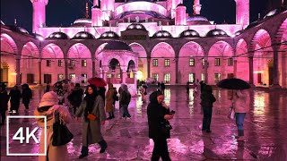Beyazit - Ayasofya (Hagia Sophia) 🕌 Walk Before Ramadan on a Rainy Evening, ISTANBUL | 4K