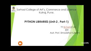 TY B.Com(CA) - Python Programming -Chapter 5-  Data Analytics and Data Visualization (Part 1)
