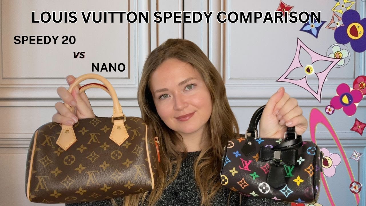 LOUIS VUITTON SPEEDY COMPARISON I 20 vs NANO MURAKAMI - YouTube