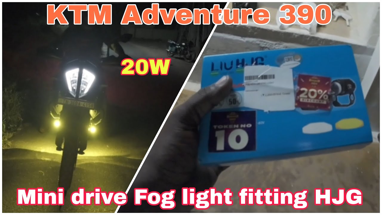 Mini drive Fog light fitting in KTM Adventure 390 bike || HJG mini drive Led Fog light fitting