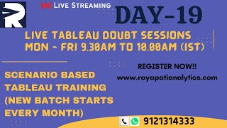 Free Tableau Daily Doubts Session: Day 19 | Rayapati Analytics | Tableau Training