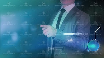 Businessman and abstract infographics in augmented reality.