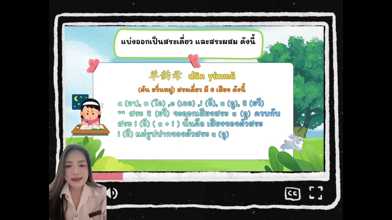 สอนการอ่านออกเสียง เรื่องสระเดี่ยว ชั้นม.1 วิชาภาษาจีนพื้นฐาน ห้องธรรมดา