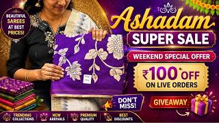 ₹100 off on #live orders Ashadam super sale Dont miss Ph-9849553901 #giveaway #sareelove screenshot 5