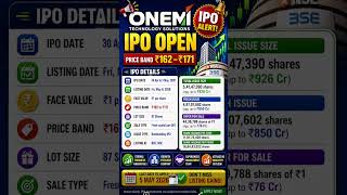 🚀 ONEMI IPO OPEN💰 PRICE ₹162 – ₹171📅 IPO Dates: 30 Apr – 5 May 2026