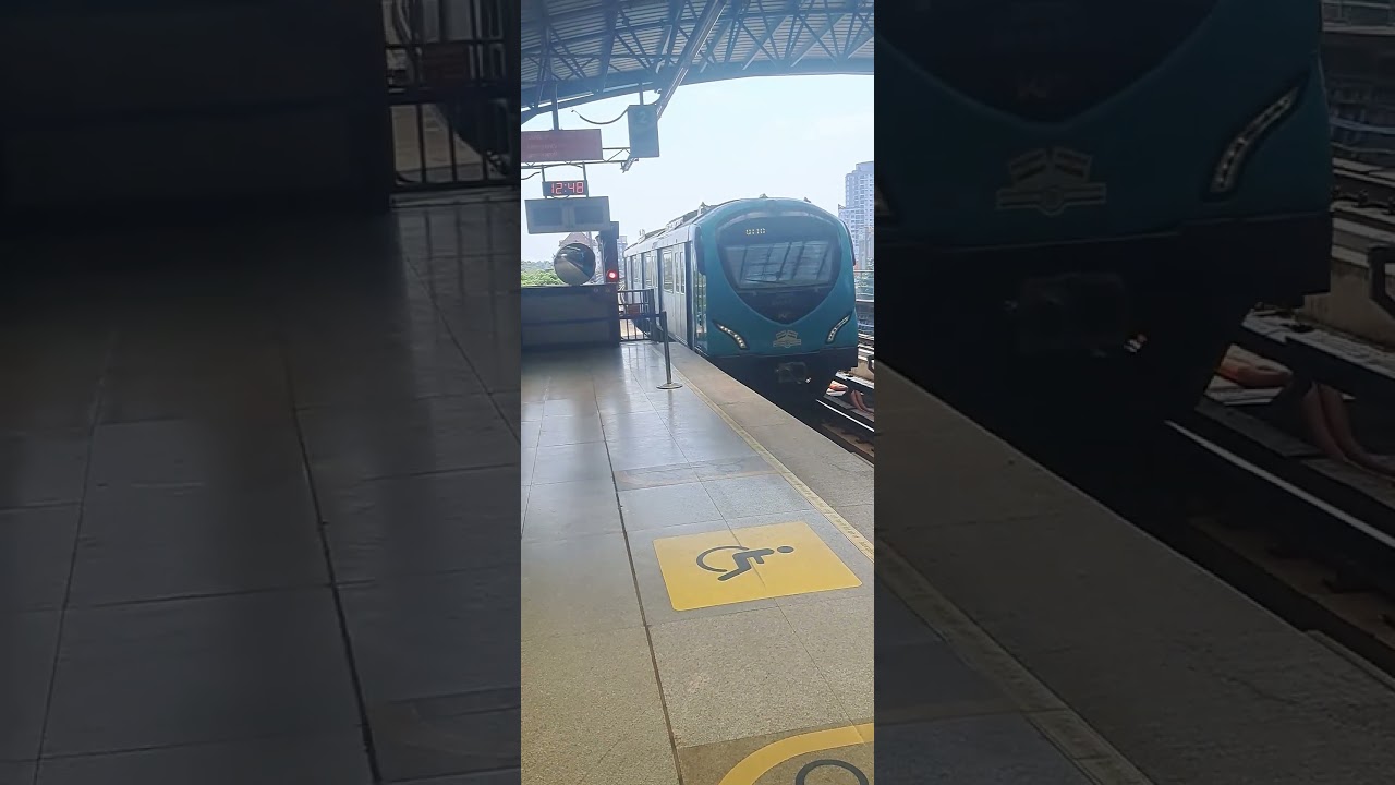 Metro Train Arriving at Aluva Metro Station