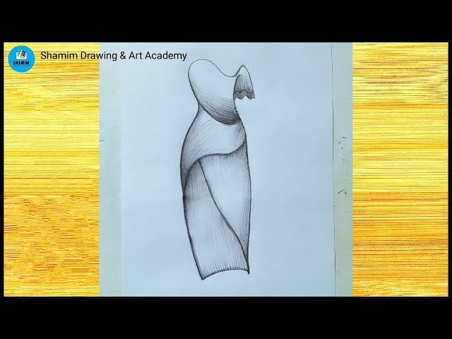 Girl dress drawing | female dress pencil sketch | fashion design drawing
