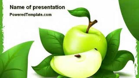 Cut Green Apple PowerPoint Template by PoweredTemplate.com