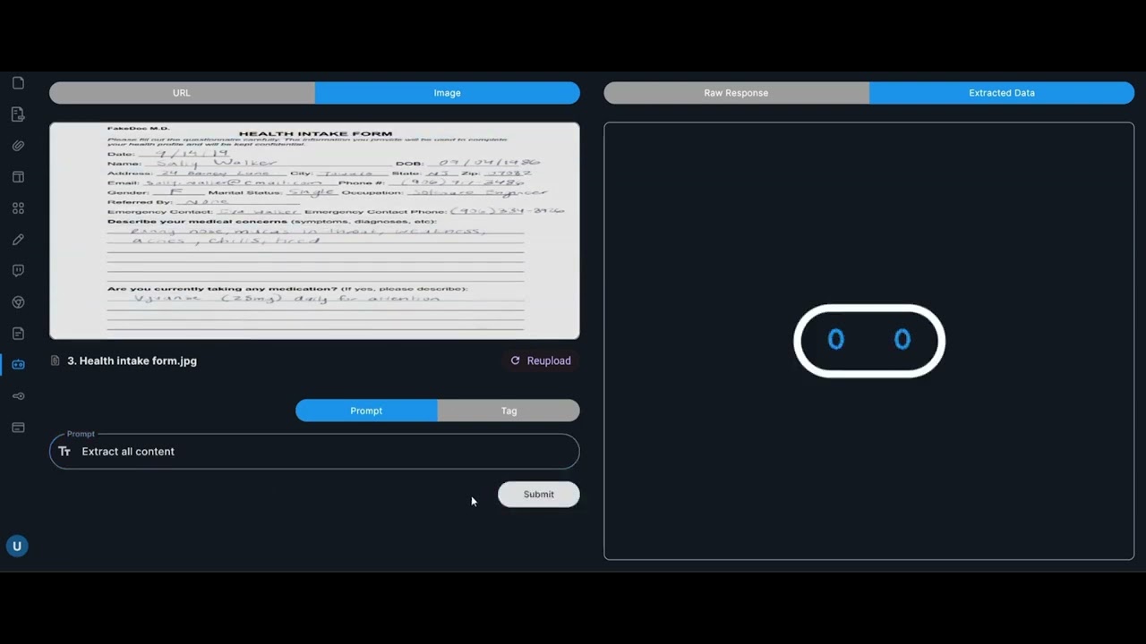 Data extraction from HEALTH INTAKE FORM