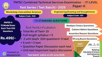 TNPSC CTS exam 2025/Workshop calculation science Test series 2025/Engineering Drawing Test Batch